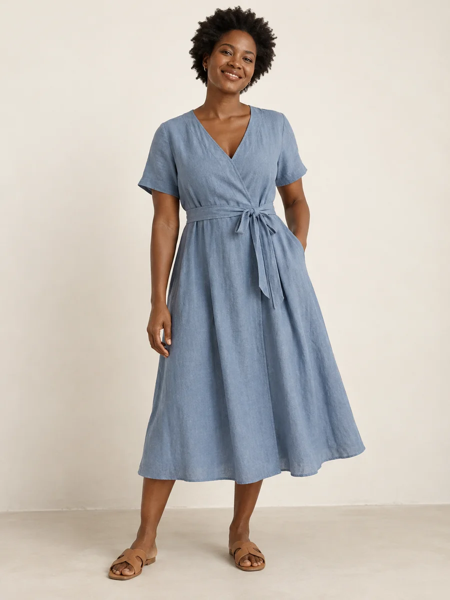Coastal Linen Dress — styled on an adult model