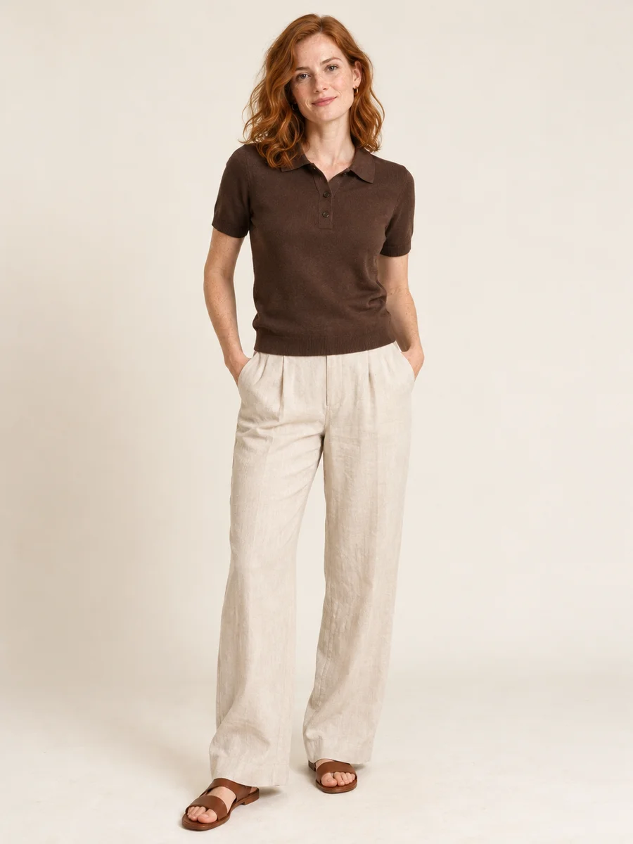Fine Knit Polo — styled on an adult model