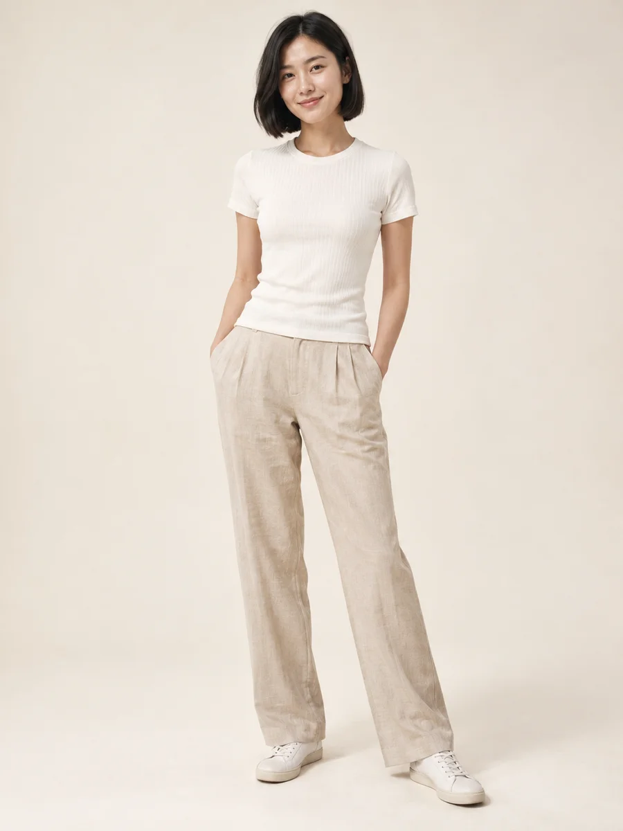 Everyday Ribbed Tee — styled on an adult model